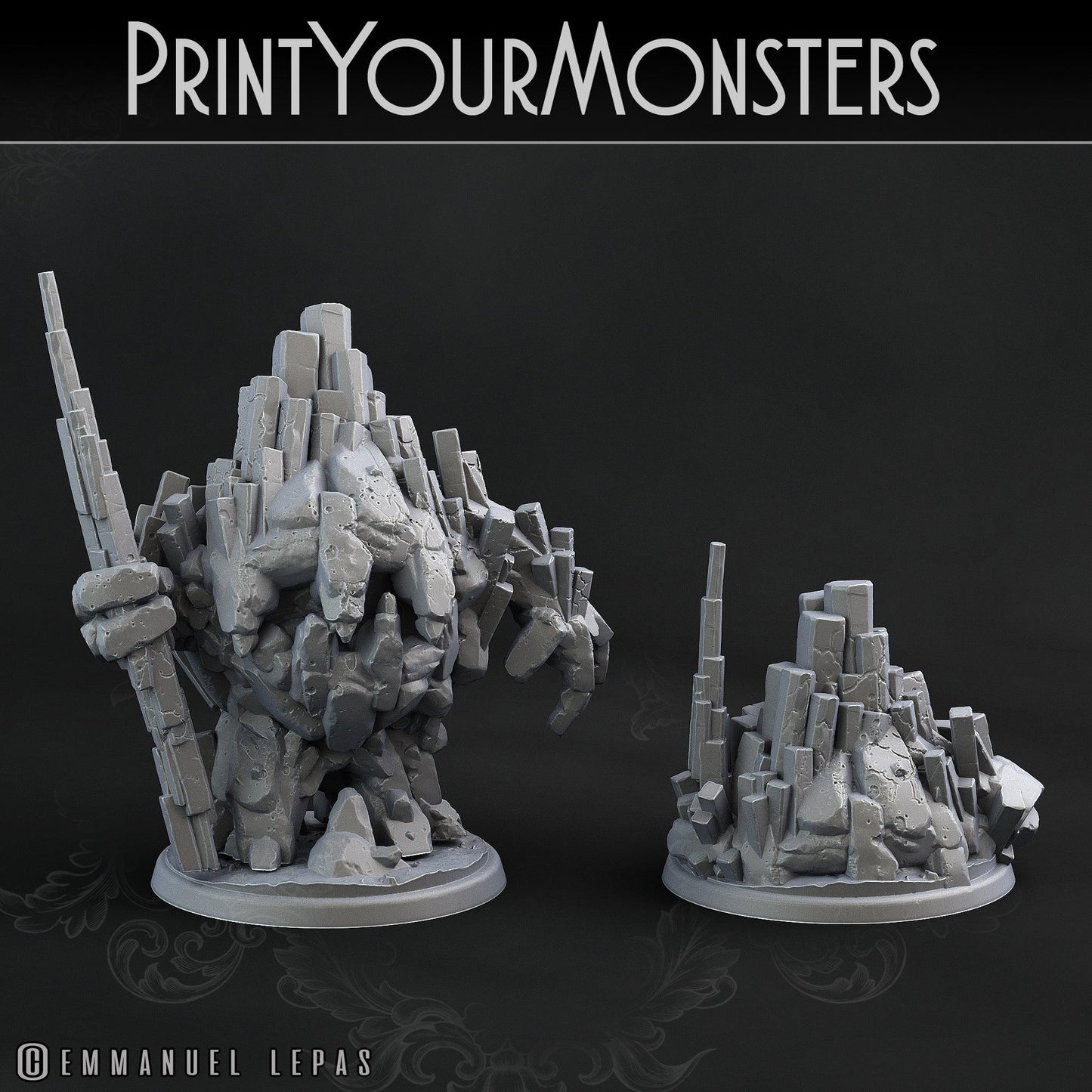 3D Printed Print Your Monsters Little Golem Set 28mm - 32mm D&D Wargaming - 3D Printing Boss 