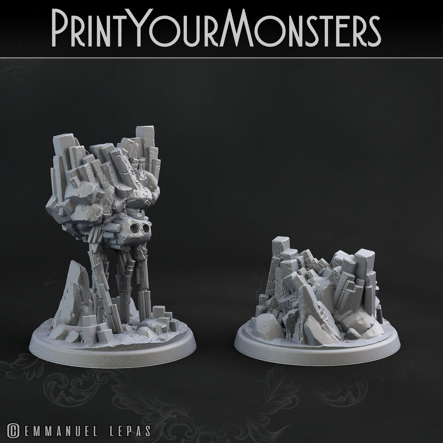 3D Printed Print Your Monsters Little Golem Set 28mm - 32mm D&D Wargaming - 3D Printing Boss 