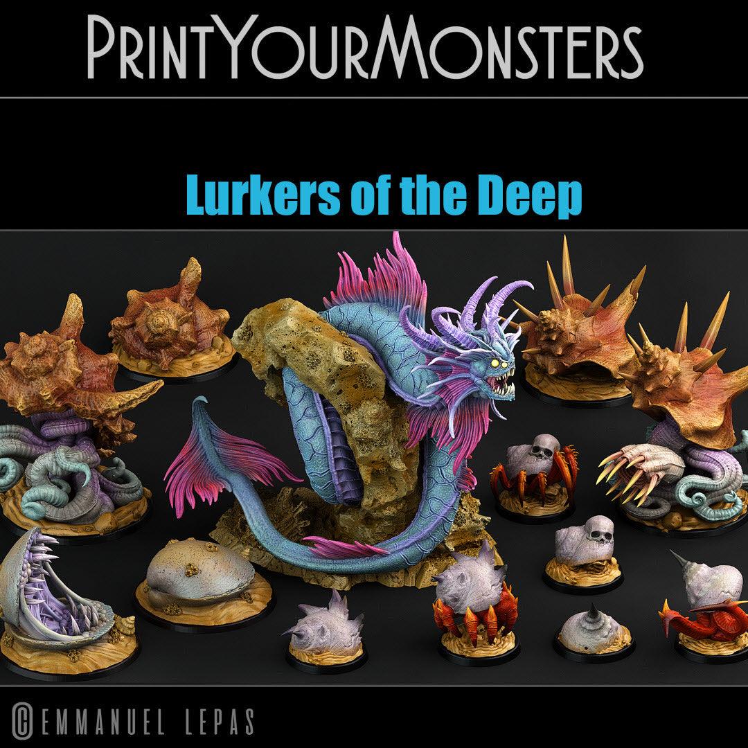 3D Printed Print Your Monsters Lurkers of the Deep Set 28mm - 32mm D&D Wargaming - 3D Printing Boss 