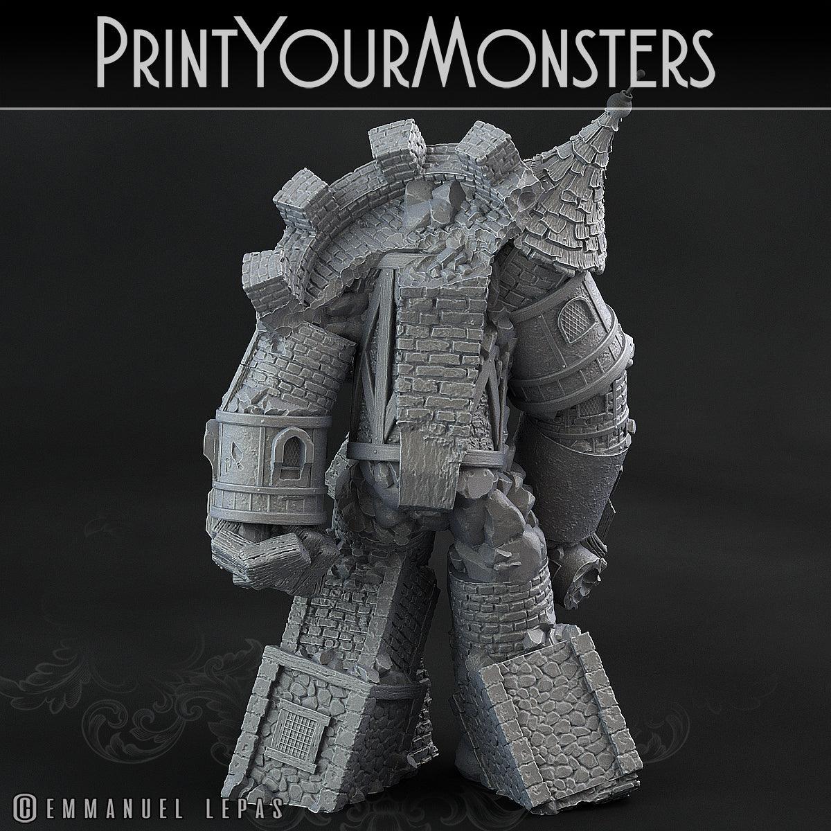 3D Printed Print Your Monsters Medieval Construct Golem - Total Golems 28mm - 32mm D&D Wargaming - 3D Printing Boss 