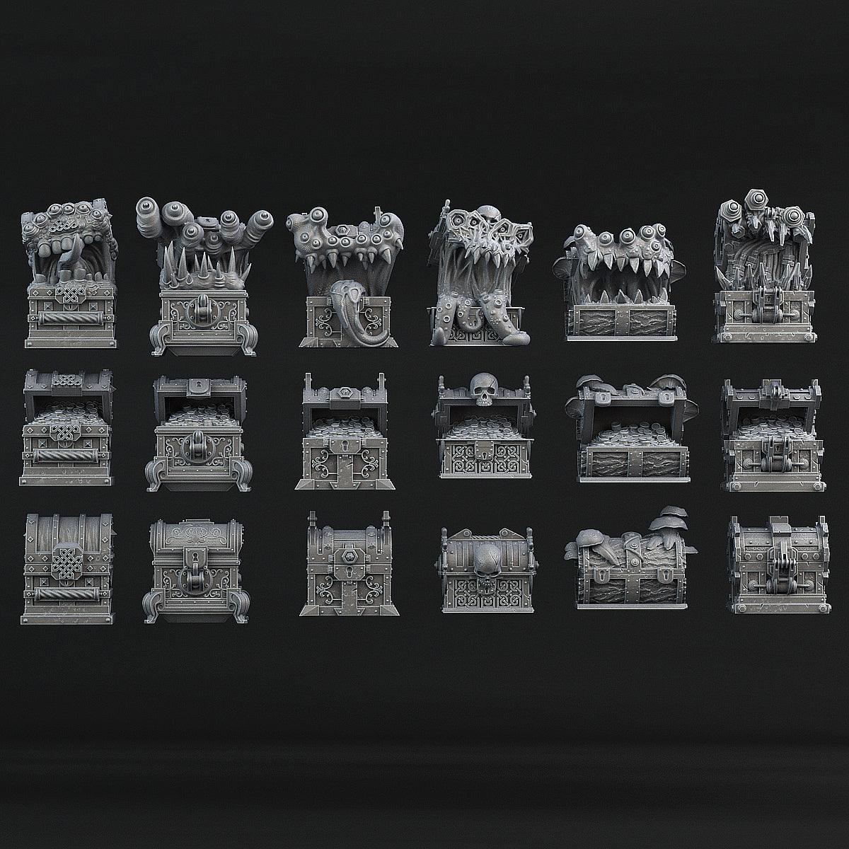 3D Printed Print Your Monsters Mimics Treasure Chests Set 28mm - 32mm D&D Wargaming - 3D Printing Boss 