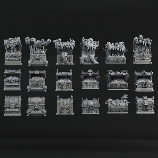 3D Printed Print Your Monsters Mimics Treasure Chests Set 28mm - 32mm D&D Wargaming - 3D Printing Boss 
