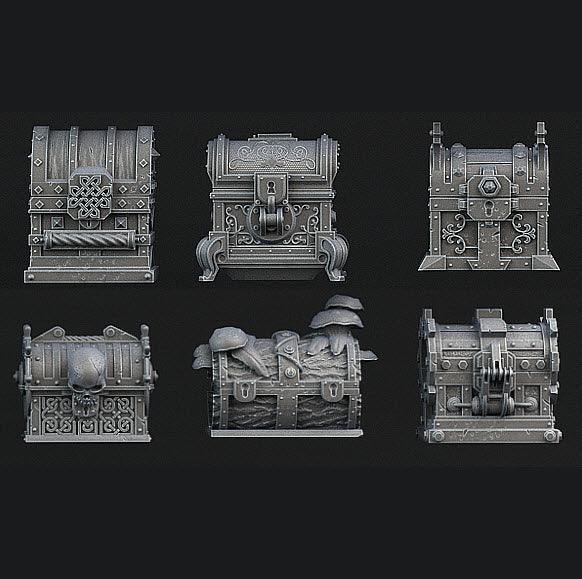 3D Printed Print Your Monsters Mimics Treasure Chests Set 28mm - 32mm D&D Wargaming - 3D Printing Boss 