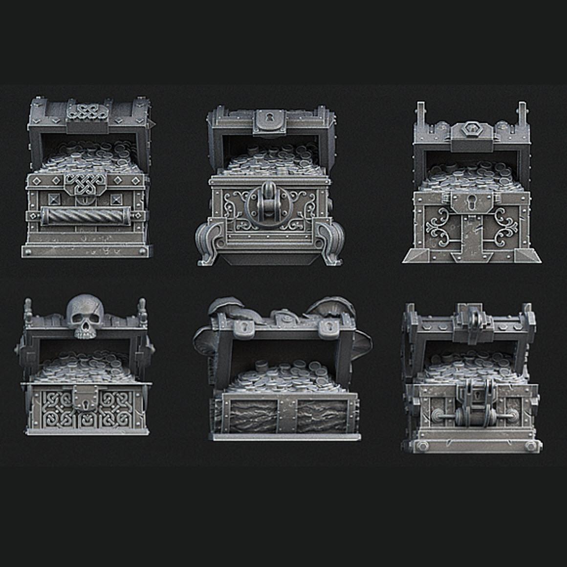 3D Printed Print Your Monsters Mimics Treasure Chests Set 28mm - 32mm D&D Wargaming - 3D Printing Boss 