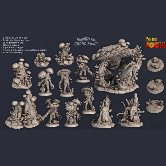 3D Printed Print Your Monsters Nightmare Grotto Fungi Full Set 28mm - 32mm D&D Wargaming - 3D Printing Boss 