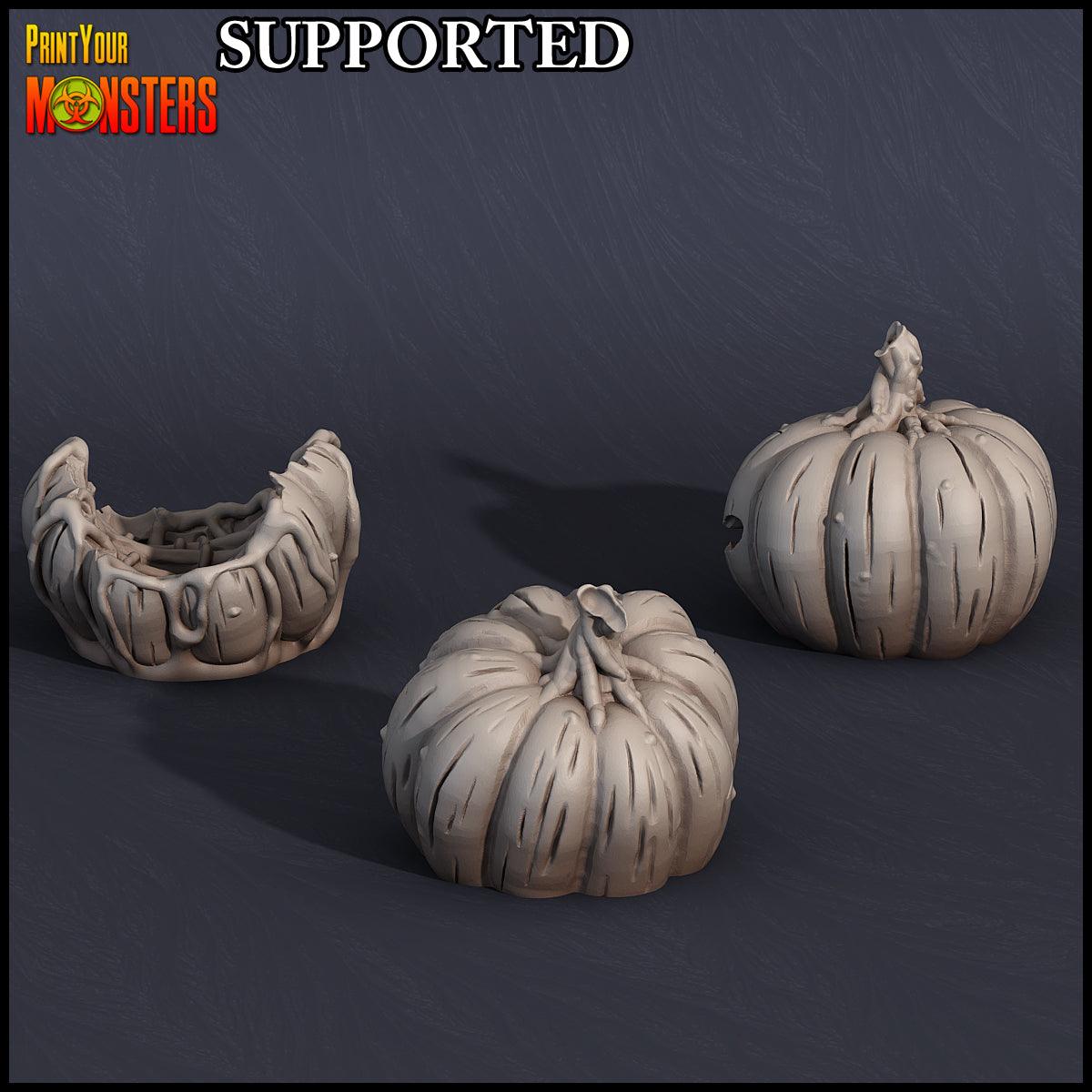 3D Printed Print Your Monsters Pumpkin Chariot and Heads Pumpkins Attack Pack 28mm - 32mm D&D Wargaming - 3D Printing Boss 