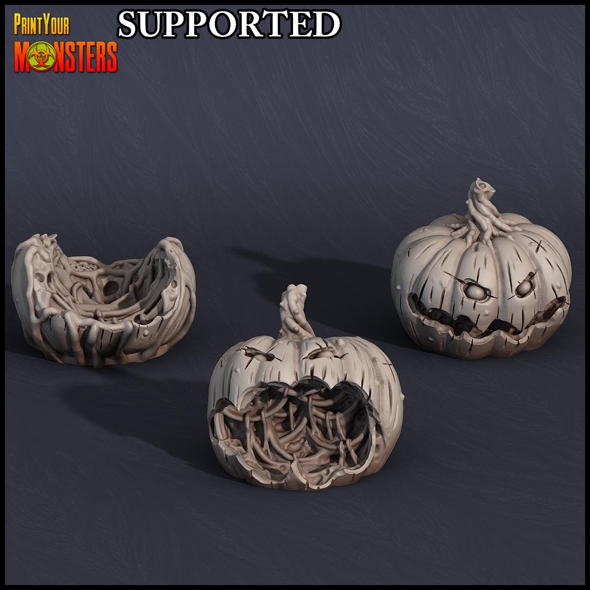 3D Printed Print Your Monsters Pumpkin Chariot and Heads Pumpkins Attack Pack 28mm - 32mm D&D Wargaming - 3D Printing Boss 