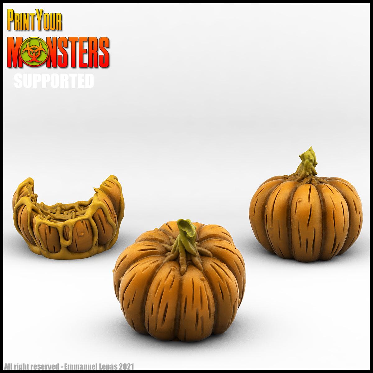 3D Printed Print Your Monsters Pumpkin Chariot and Heads Pumpkins Attack Pack 28mm - 32mm D&D Wargaming - 3D Printing Boss 