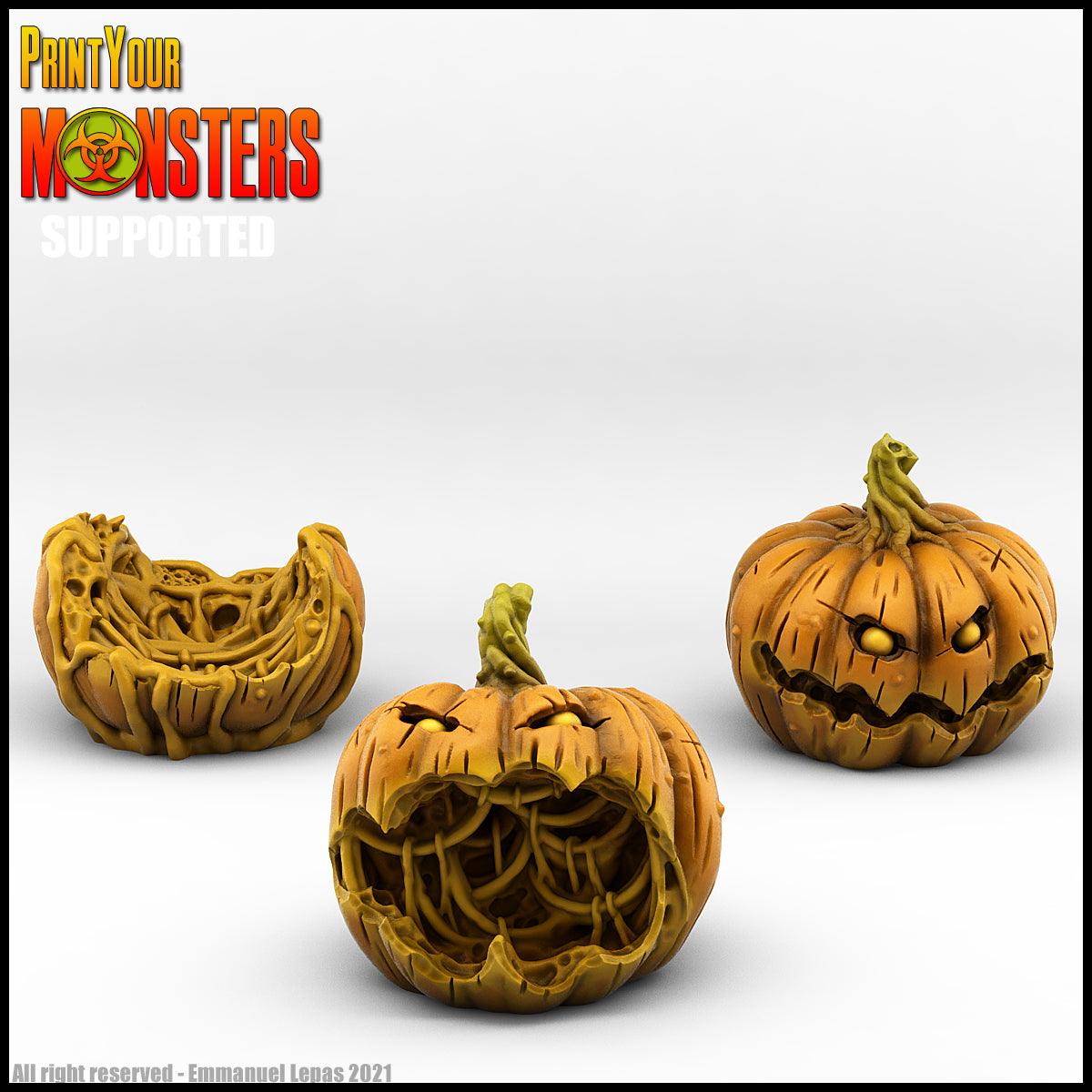 3D Printed Print Your Monsters Pumpkin Chariot and Heads Pumpkins Attack Pack 28mm - 32mm D&D Wargaming - 3D Printing Boss 
