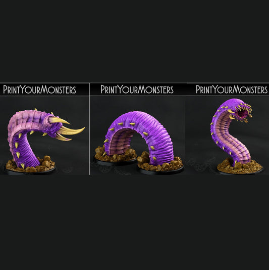 3D Printed Print Your Monsters Purple Worm Worms Subterranean Terrors 28mm - 32mm D&D Wargaming - 3D Printing Boss 