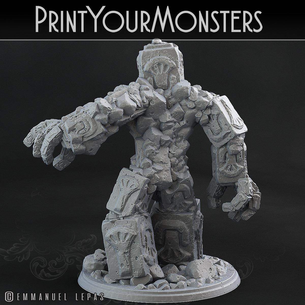 3D Printed Print Your Monsters Rock Golem - Total Golems 28mm - 32mm D&D Wargaming - 3D Printing Boss 