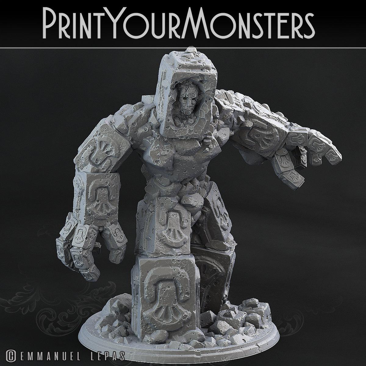 3D Printed Print Your Monsters Rock Golem - Total Golems 28mm - 32mm D&D Wargaming - 3D Printing Boss 