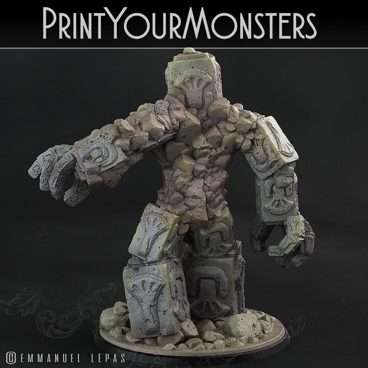 3D Printed Print Your Monsters Rock Golem - Total Golems 28mm - 32mm D&D Wargaming - 3D Printing Boss 