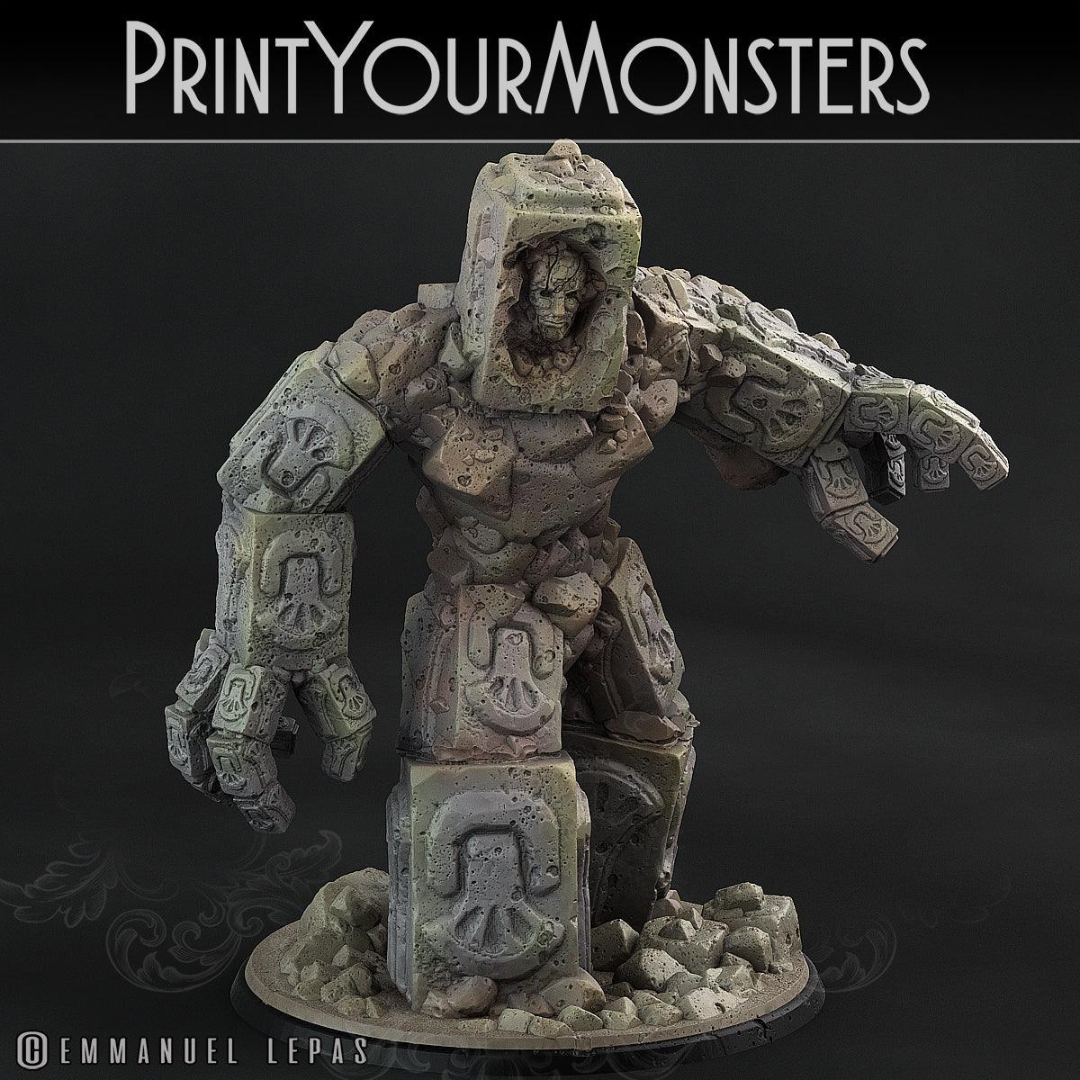 3D Printed Print Your Monsters Rock Golem - Total Golems 28mm - 32mm D&D Wargaming - 3D Printing Boss 