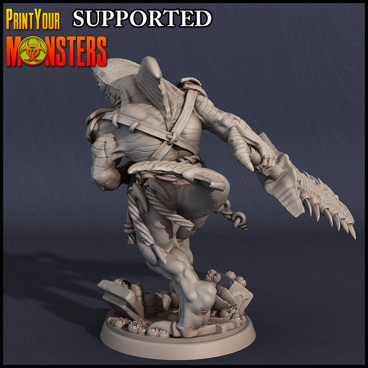 3D Printed Print Your Monsters Sekolin Sanctum Warrior Dark Water Sanctum 28mm - 32mm D&D Wargaming - 3D Printing Boss 