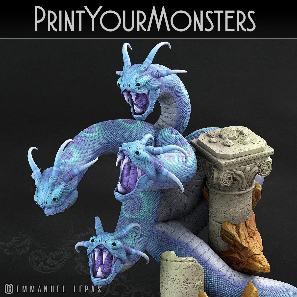 3D Printed Print Your Monsters Shadow Hydra Total Serpents 28mm - 32mm D&D Wargaming - 3D Printing Boss 