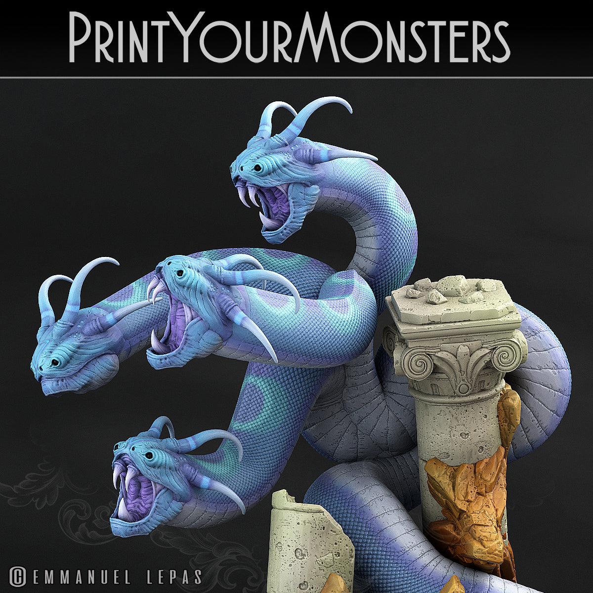 3D Printed Print Your Monsters Shadow Hydra Total Serpents 28mm - 32mm D&D Wargaming - 3D Printing Boss 