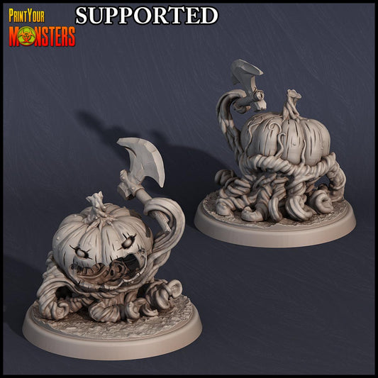3D Printed Print Your Monsters Small Pumpkin Soldier Axe Pumpkins Attack Pack 28mm - 32mm D&D Wargaming - 3D Printing Boss 