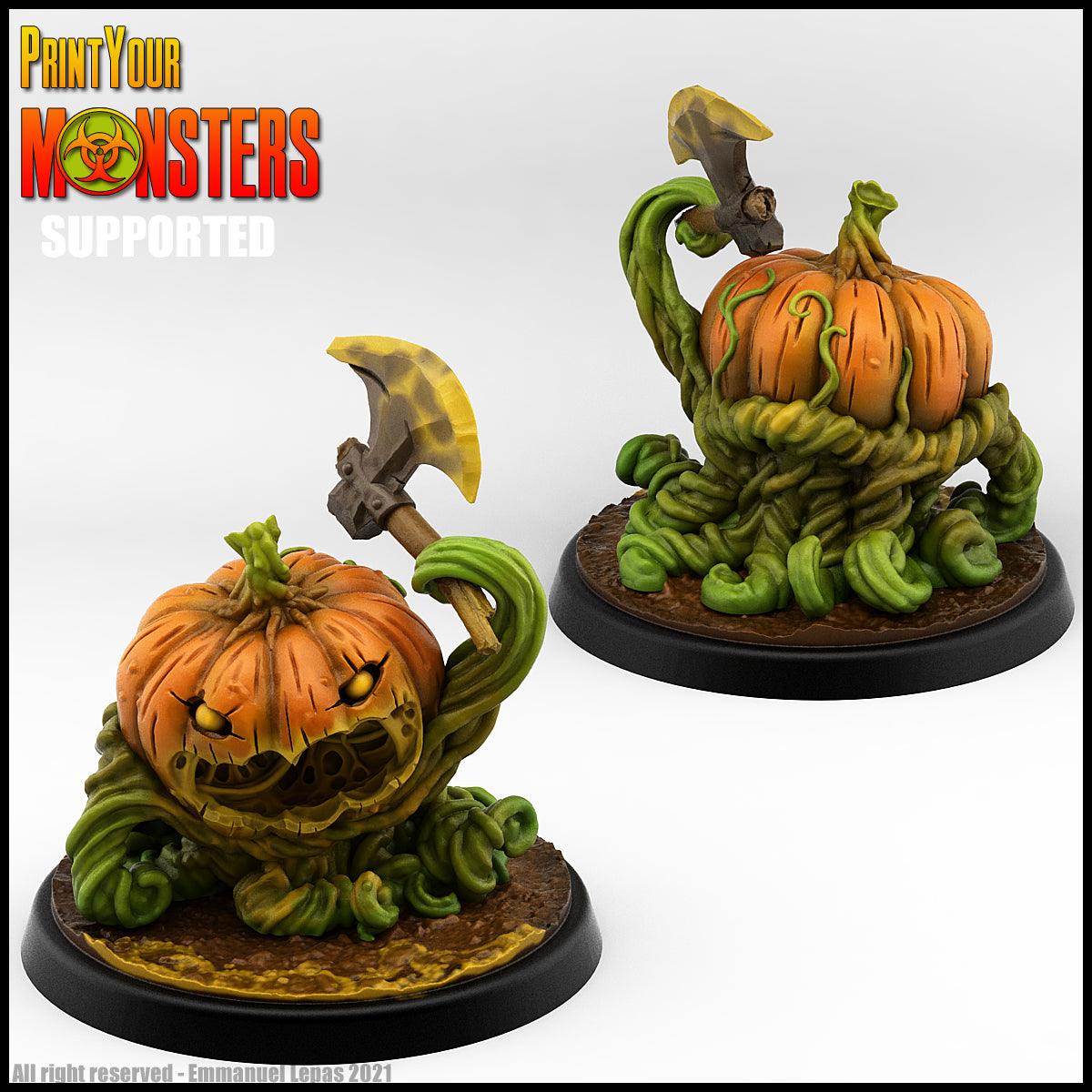 3D Printed Print Your Monsters Small Pumpkin Soldier Axe Pumpkins Attack Pack 28mm - 32mm D&D Wargaming - 3D Printing Boss 