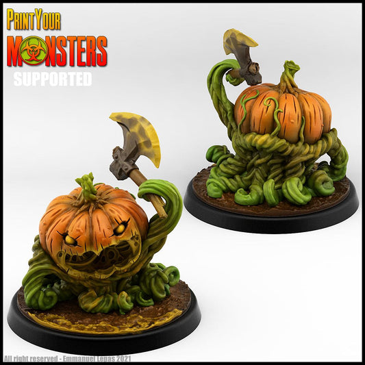 3D Printed Print Your Monsters Small Pumpkin Soldier Axe Pumpkins Attack Pack 28mm - 32mm D&D Wargaming - 3D Printing Boss 