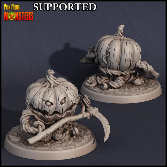 3D Printed Print Your Monsters Small Pumpkin Soldier Scythe Pumpkins Attack Pack 28mm - 32mm D&D Wargaming - 3D Printing Boss 
