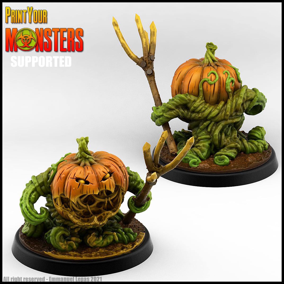 3D Printed Print Your Monsters Small Pumpkin Soldier fork Pumpkins Attack Pack 28mm - 32mm D&D Wargaming - 3D Printing Boss 