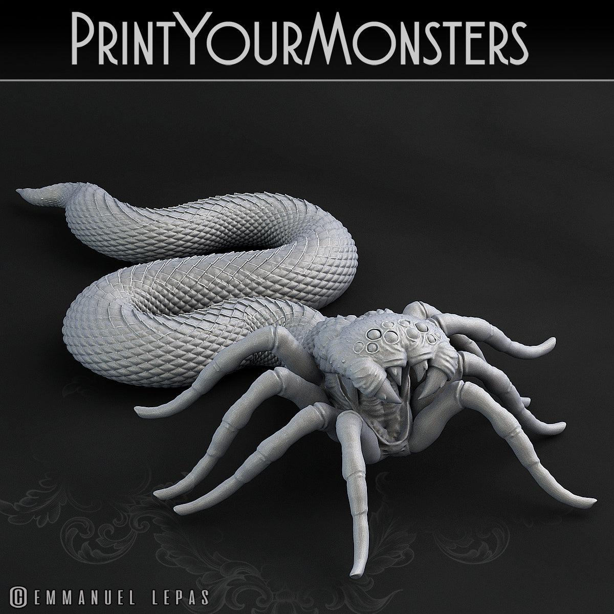 3D Printed Print Your Monsters Spidersnake Total Serpents 28mm - 32mm D&D Wargaming - 3D Printing Boss 