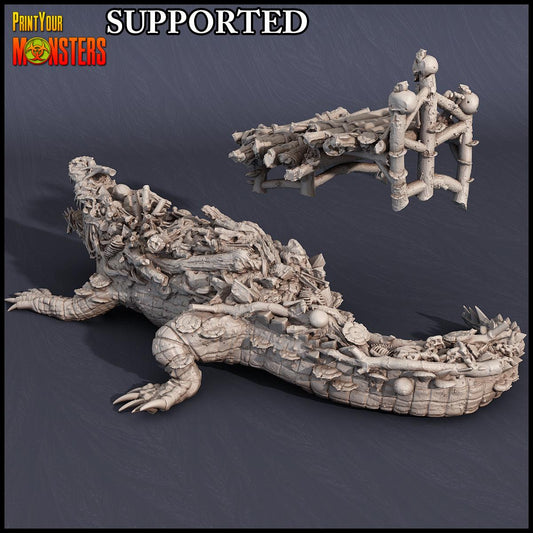 3D Printed Print Your Monsters Swamp Crocodile Alligator Swamp Invasion 28mm - 32mm D&D Wargaming - 3D Printing Boss 