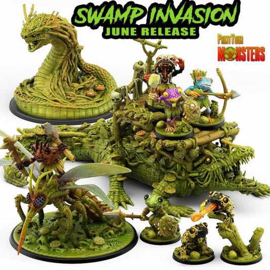 3D Printed Print Your Monsters Swamp Swamp Invasion Full Set 28mm - 32mm D&D Wargaming - 3D Printing Boss 