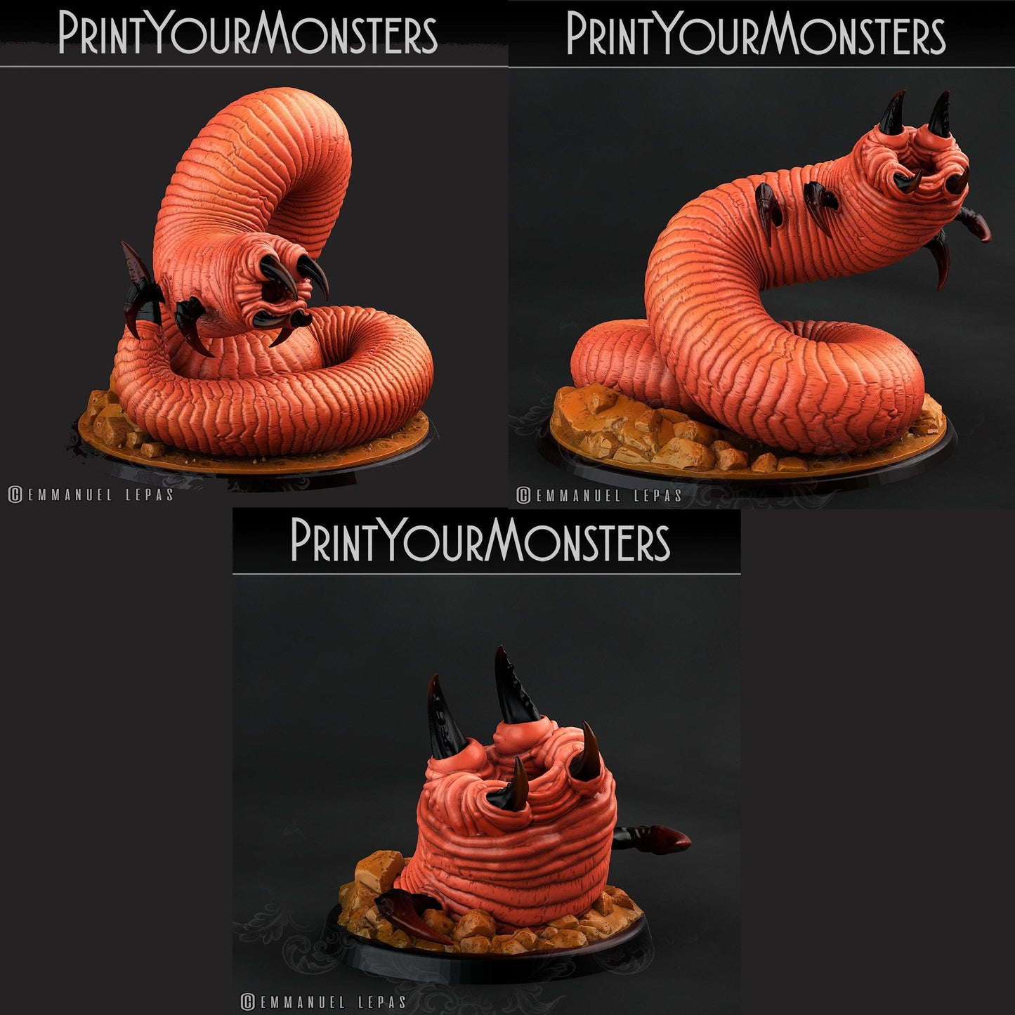 3D Printed Print Your Monsters Tomb Grub Worms Subterranean Terrors 28mm - 32mm D&D Wargaming - 3D Printing Boss 