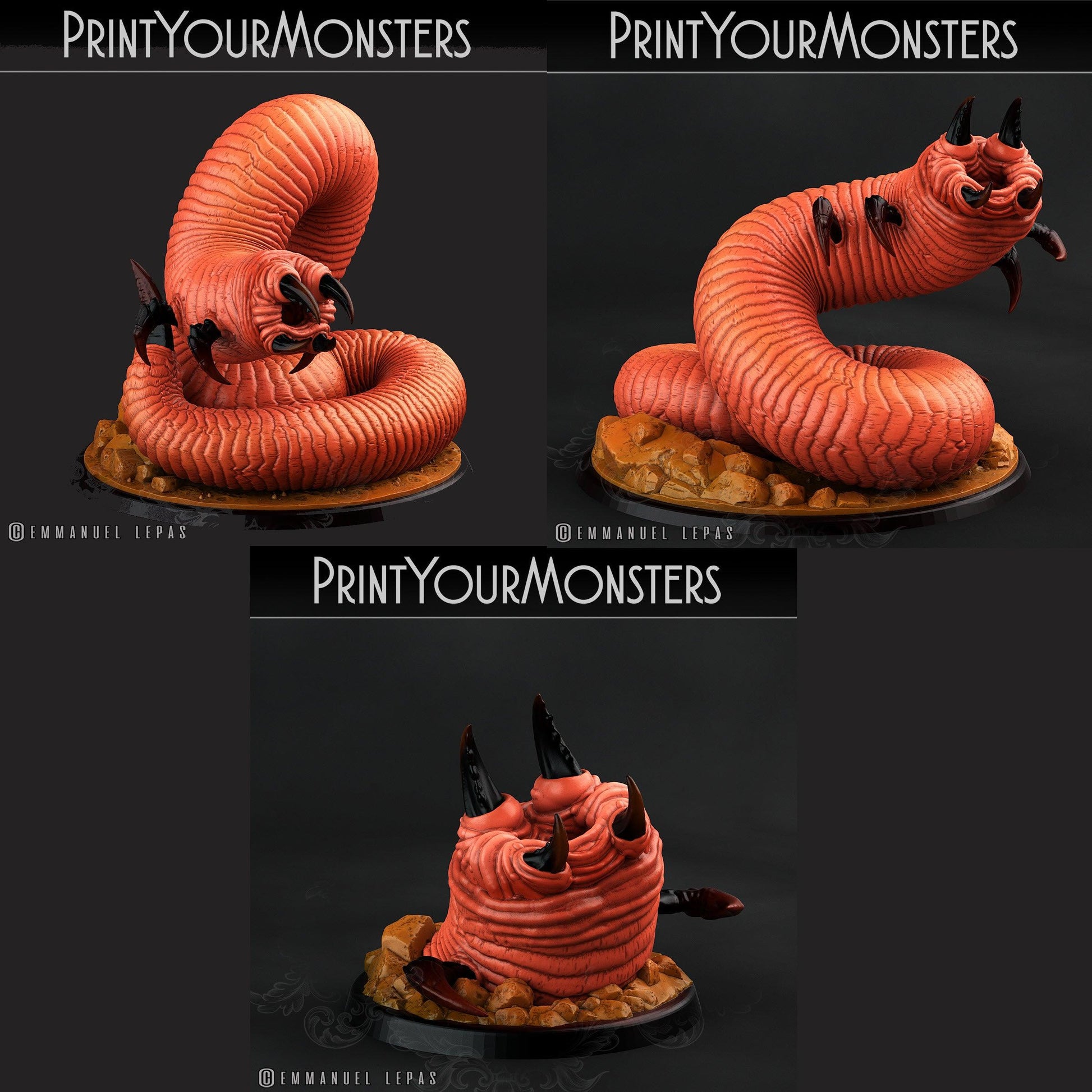 3D Printed Print Your Monsters Tomb Grub Worms Subterranean Terrors 28mm - 32mm D&D Wargaming - 3D Printing Boss 