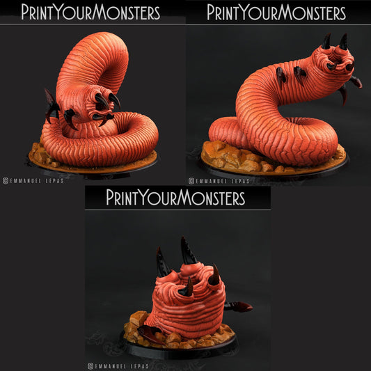 3D Printed Print Your Monsters Tomb Grub Worms Subterranean Terrors 28mm - 32mm D&D Wargaming - 3D Printing Boss 