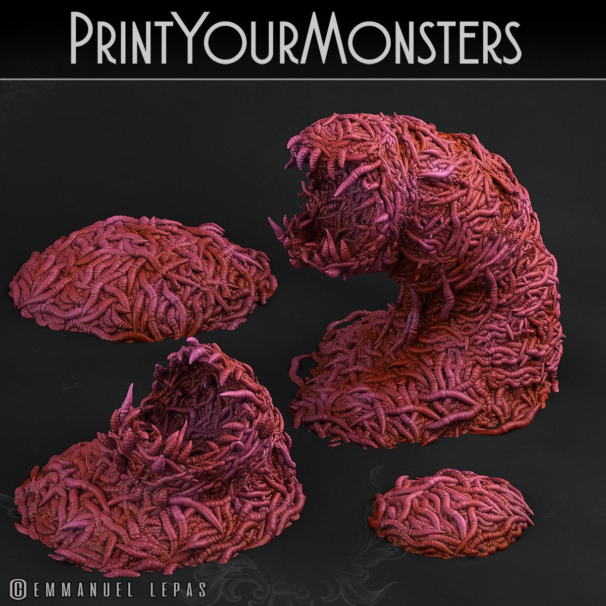 3D Printed Print Your Monsters Total Worms 2 Set 28mm - 32mm D&D Wargaming - 3D Printing Boss 