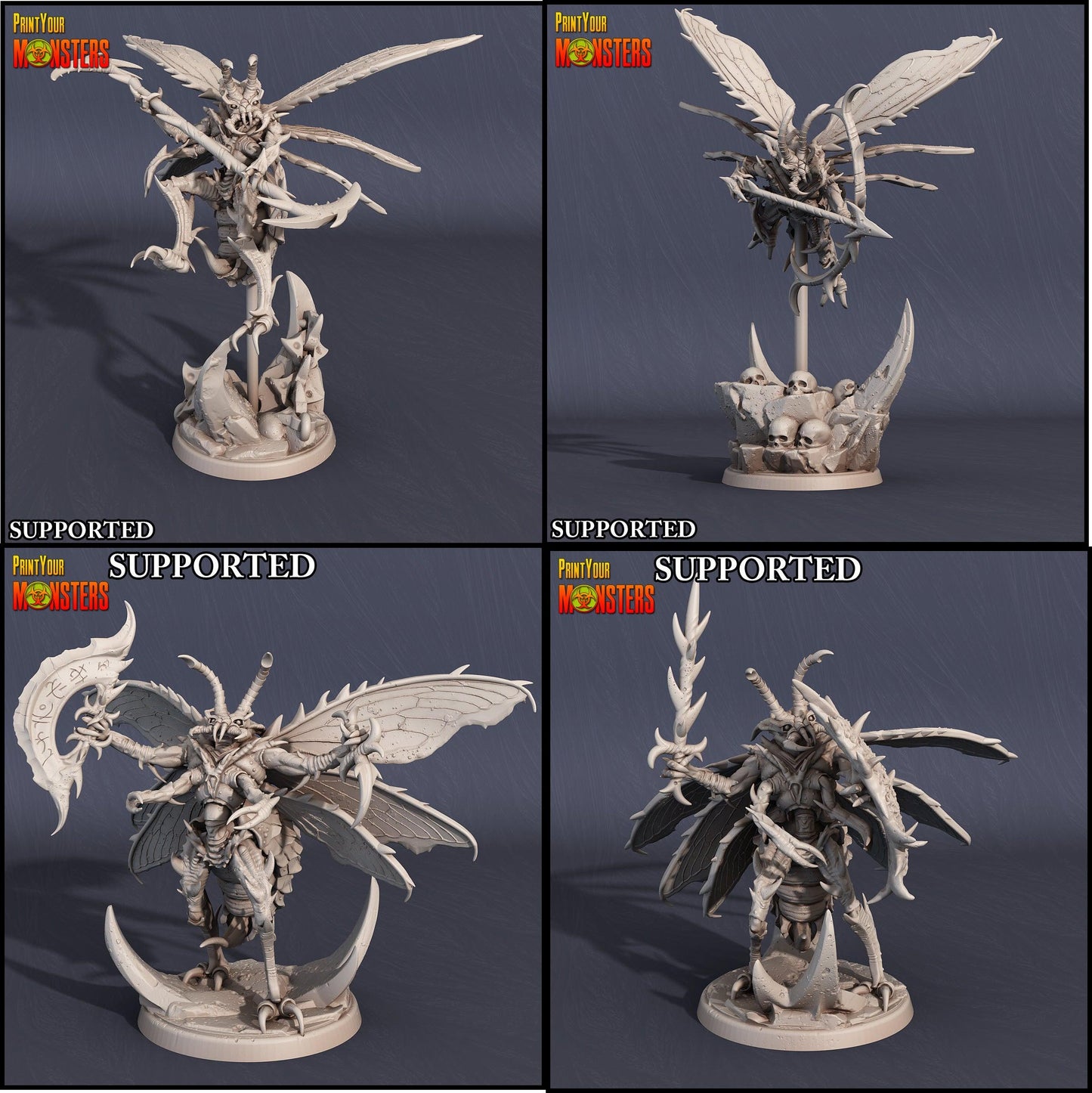 3D Printed Print Your Monsters Wasp Warrior Set The Infernal Hive 28mm - 32mm D&D Wargaming - 3D Printing Boss 