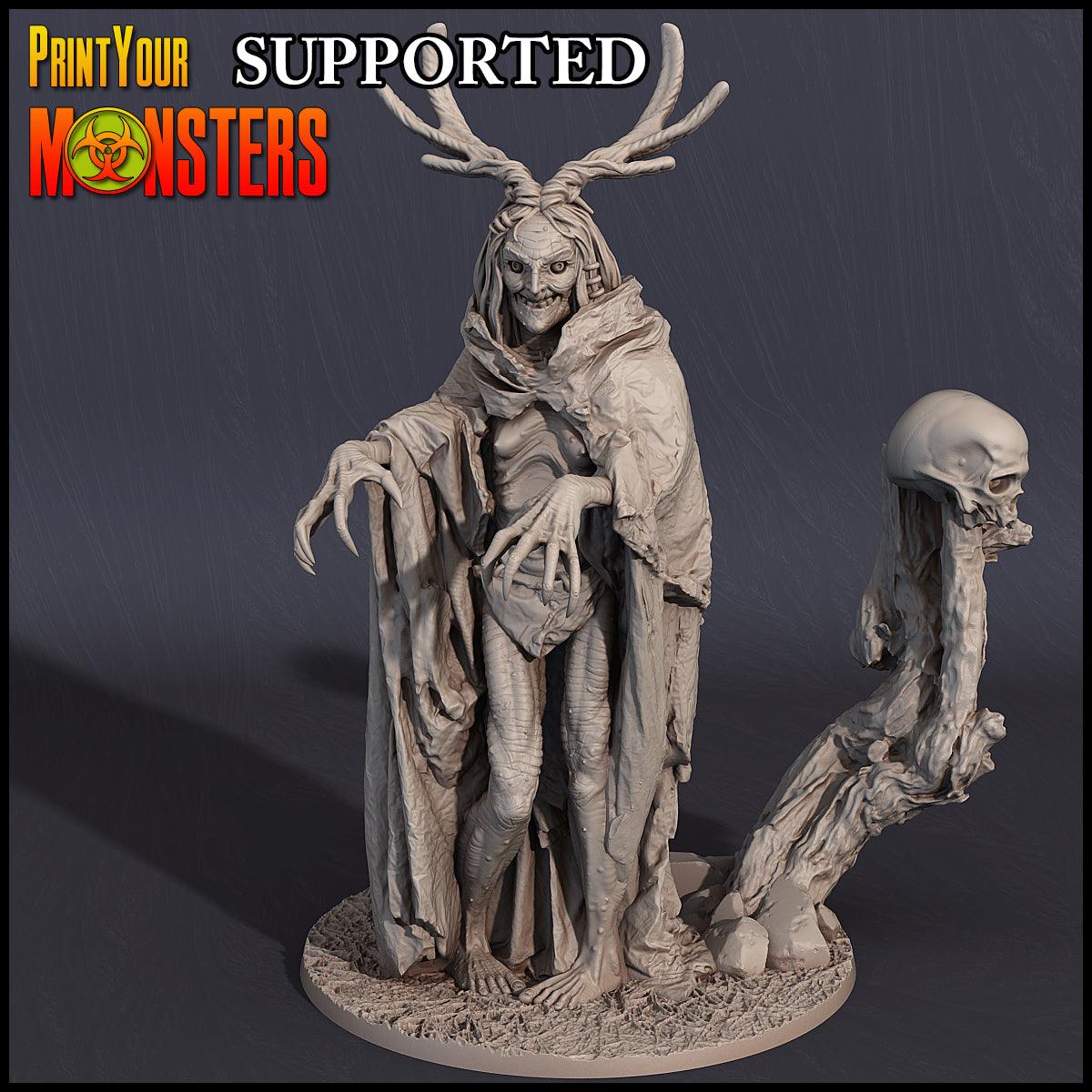 3D Printed Print Your Monsters Witches Pack Set 28mm - 32mm D&D Wargaming - 3D Printing Boss 