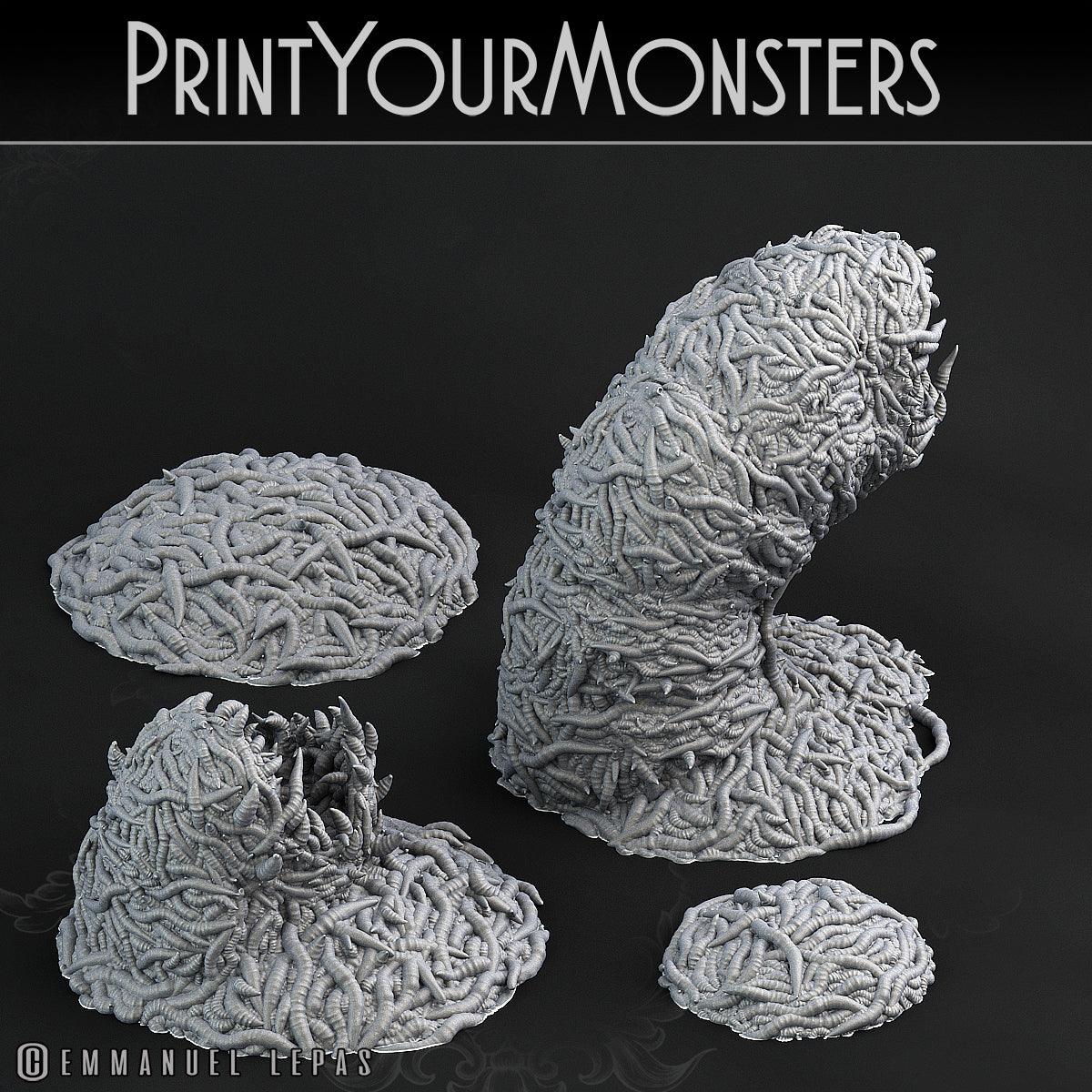3D Printed Print Your Monsters Worm Swarm Total Worms 2 Set 28mm - 32mm D&D Wargaming - 3D Printing Boss 