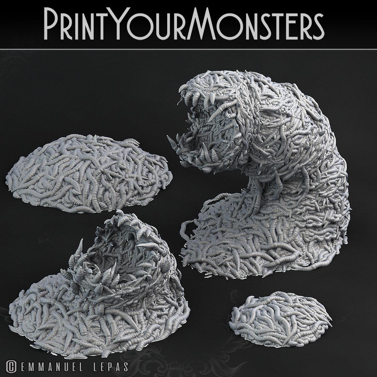 3D Printed Print Your Monsters Worm Swarm Total Worms 2 Set 28mm - 32mm D&D Wargaming - 3D Printing Boss 