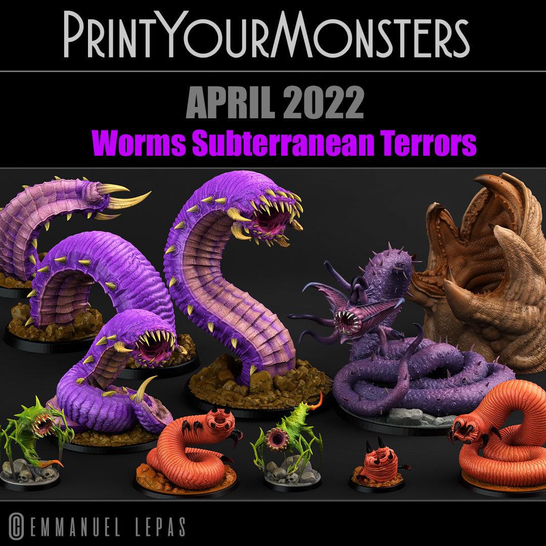 3D Printed Print Your Monsters Worms Subterranean Terrors 28mm - 32mm D&D Wargaming - 3D Printing Boss 