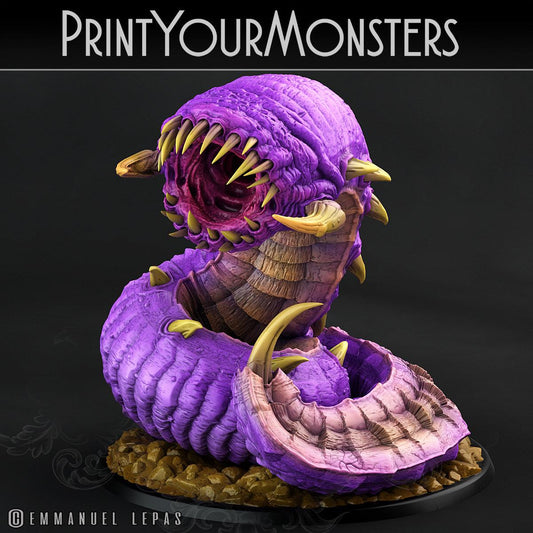3D Printed Print Your Monsters Young Purple Worm Worms Subterranean Terrors 28mm - 32mm D&D Wargaming - 3D Printing Boss 