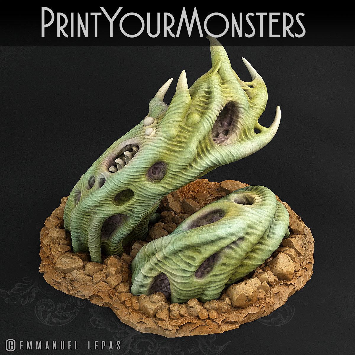 3D Printed Print Your Monsters Zombie Worm Total Worms 2 Set 28mm - 32mm D&D Wargaming - 3D Printing Boss 