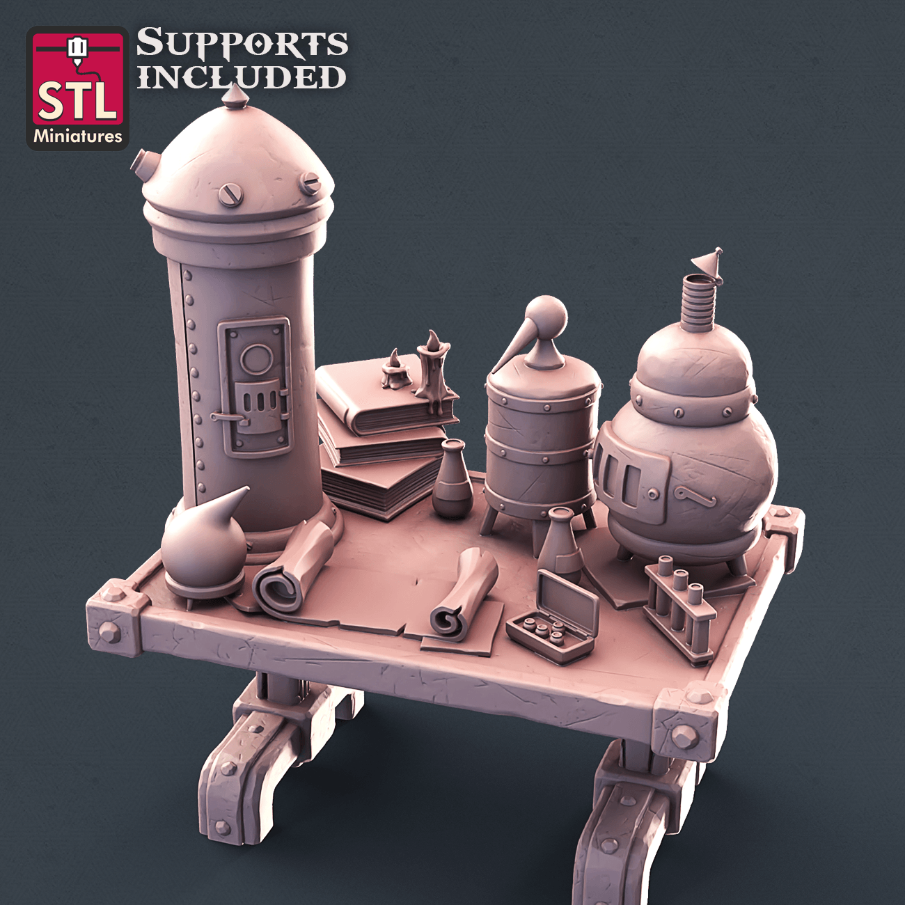 3D Printed STL Miniatures Alchemist Set  28mm - 32mm War Gaming D&D - 3D Printing Boss 