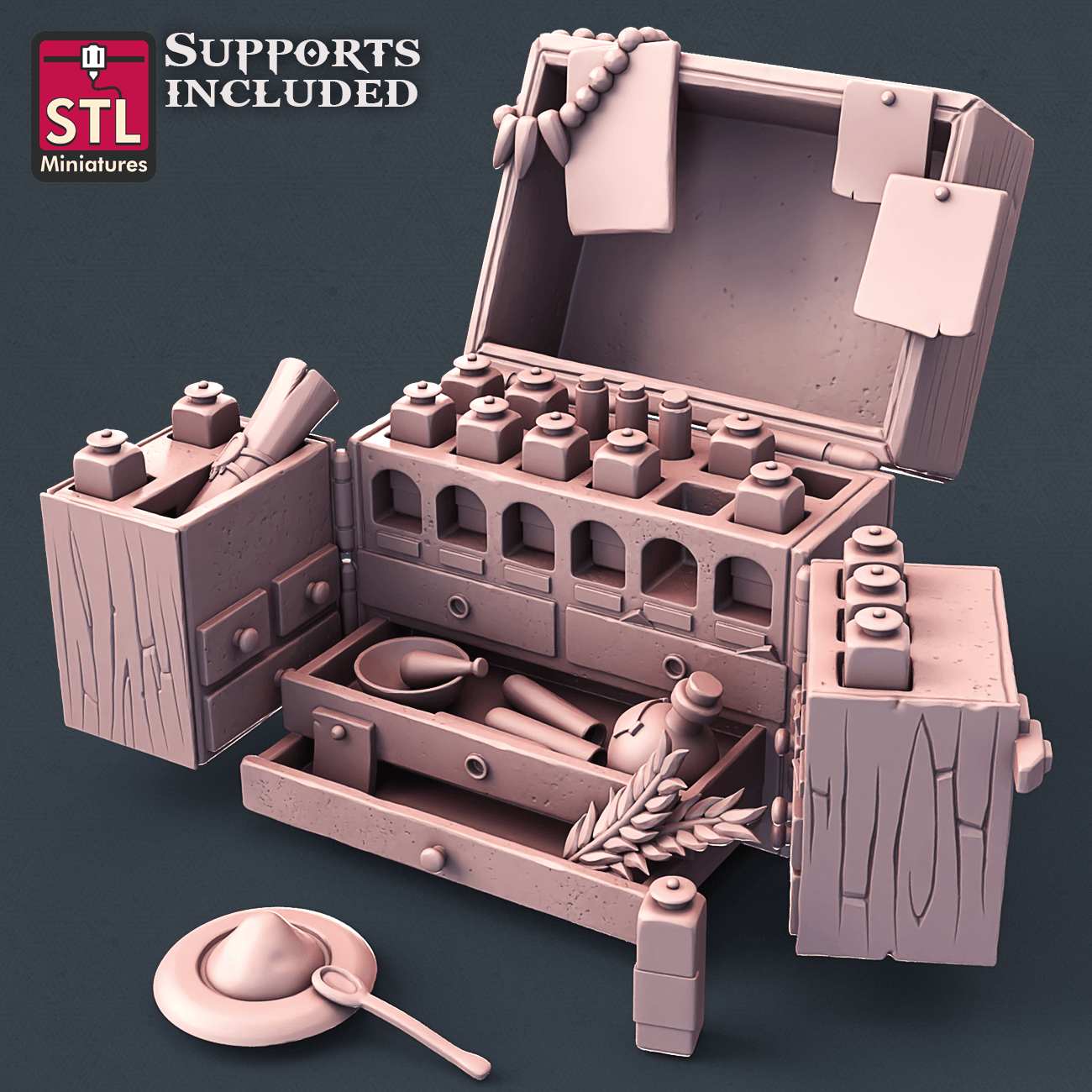 3D Printed STL Miniatures Alchemist Set  28mm - 32mm War Gaming D&D - 3D Printing Boss 