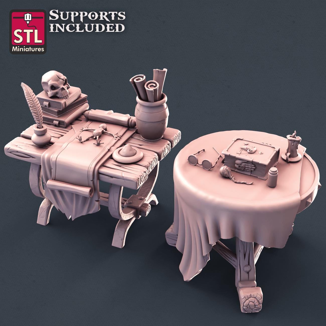 3D Printed STL Miniatures Alchemist Set  28mm - 32mm War Gaming D&D - 3D Printing Boss 