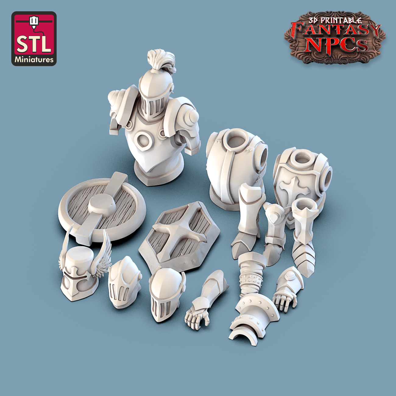 3D Printed STL Miniatures Armour Merchant Set Fantasy NPC 28mm - 32mm War Gaming D&D - 3D Printing Boss 