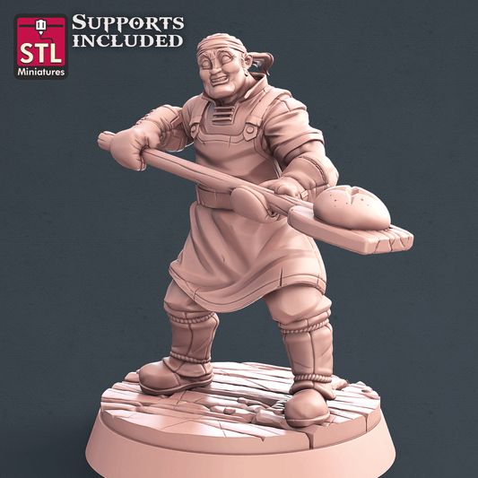 3D Printed STL Miniatures Baker Set 28mm - 32mm War Gaming D&D - 3D Printing Boss 