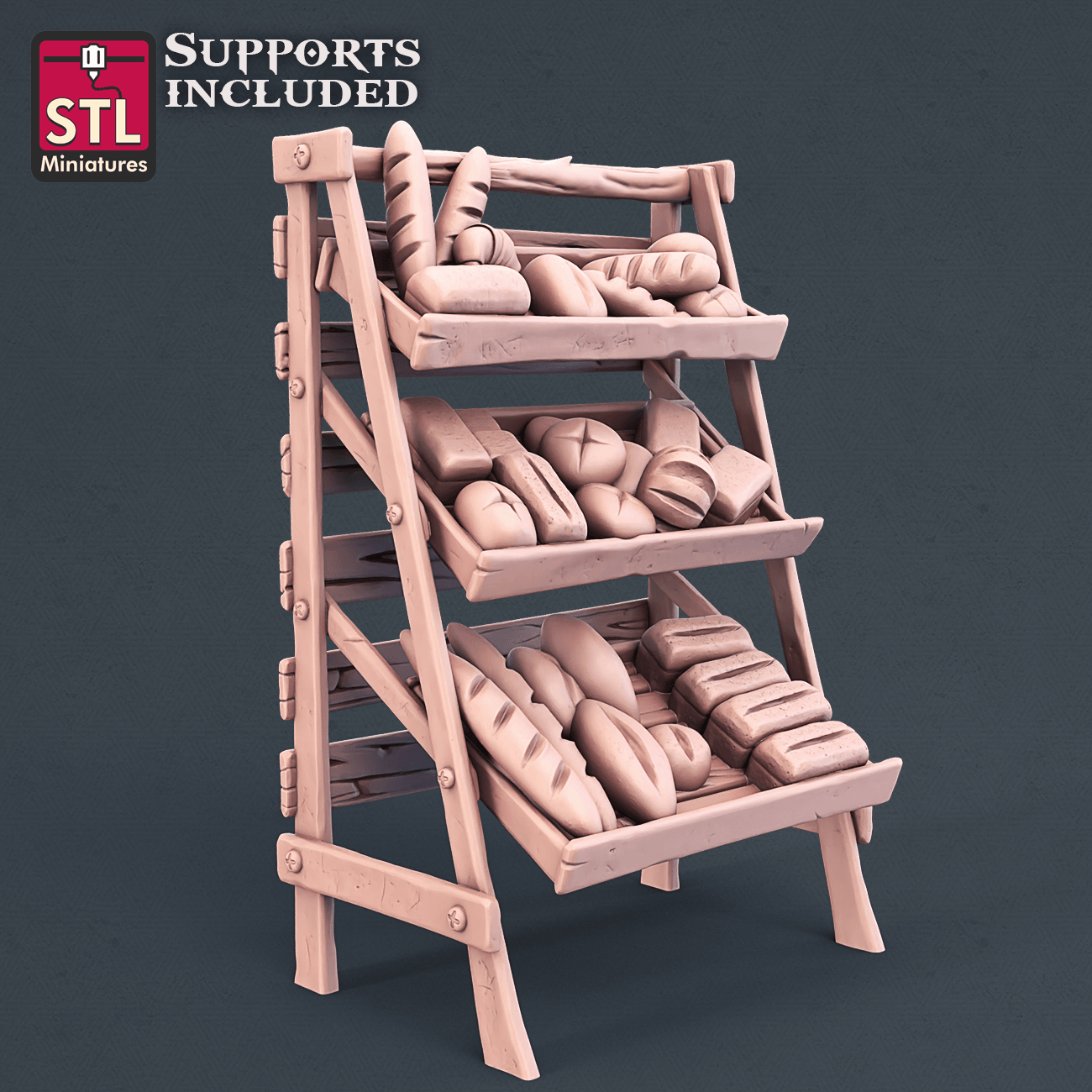 3D Printed STL Miniatures Baker Set 28mm - 32mm War Gaming D&D - 3D Printing Boss 