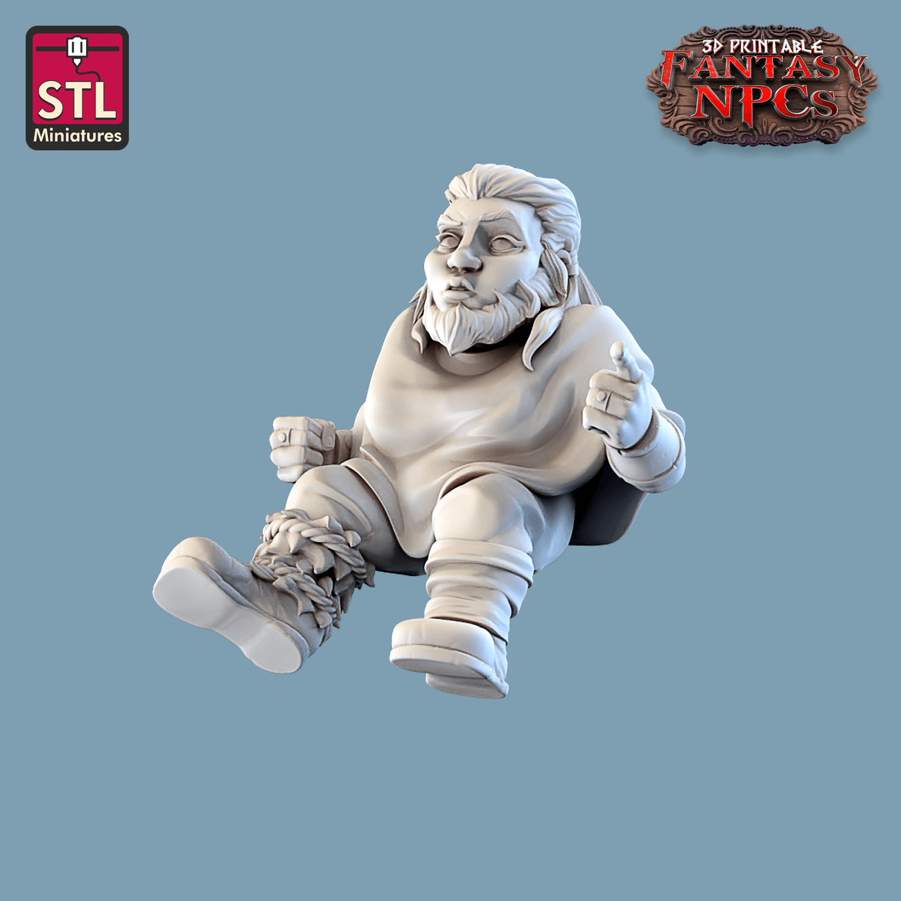 3D Printed STL Miniatures Barber Shop Set Fantasy NPC 28mm - 32mm War Gaming D&D - 3D Printing Boss 