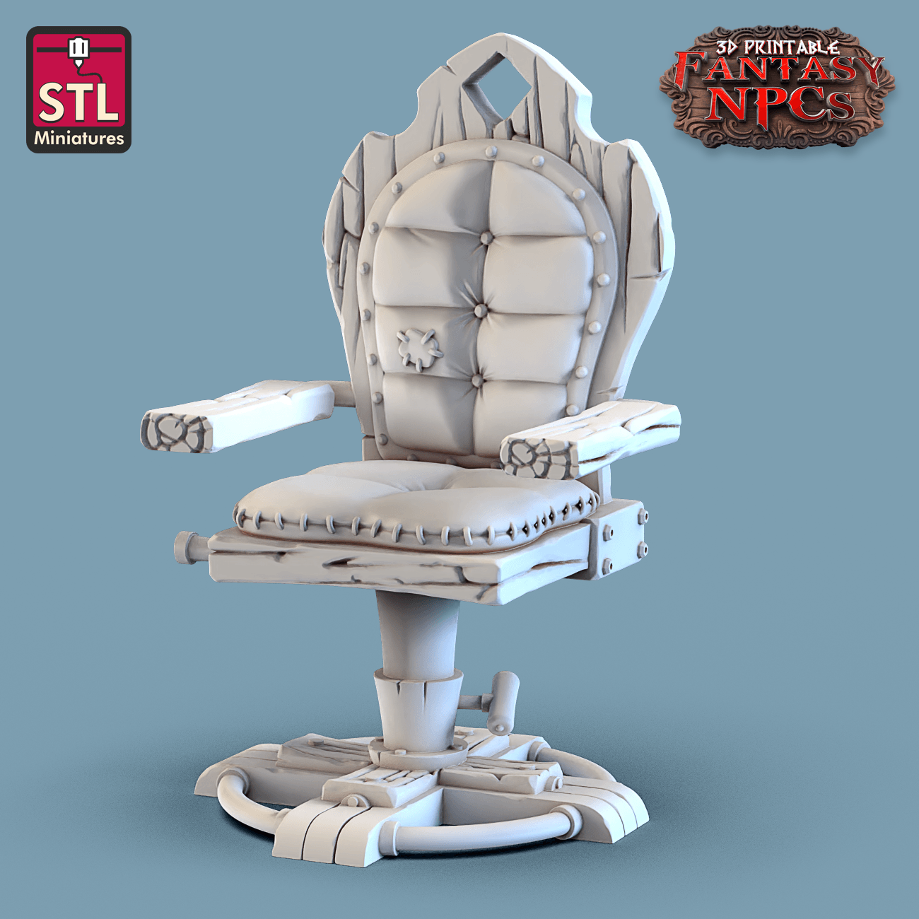 3D Printed STL Miniatures Barber Shop Set Fantasy NPC 28mm - 32mm War Gaming D&D - 3D Printing Boss 