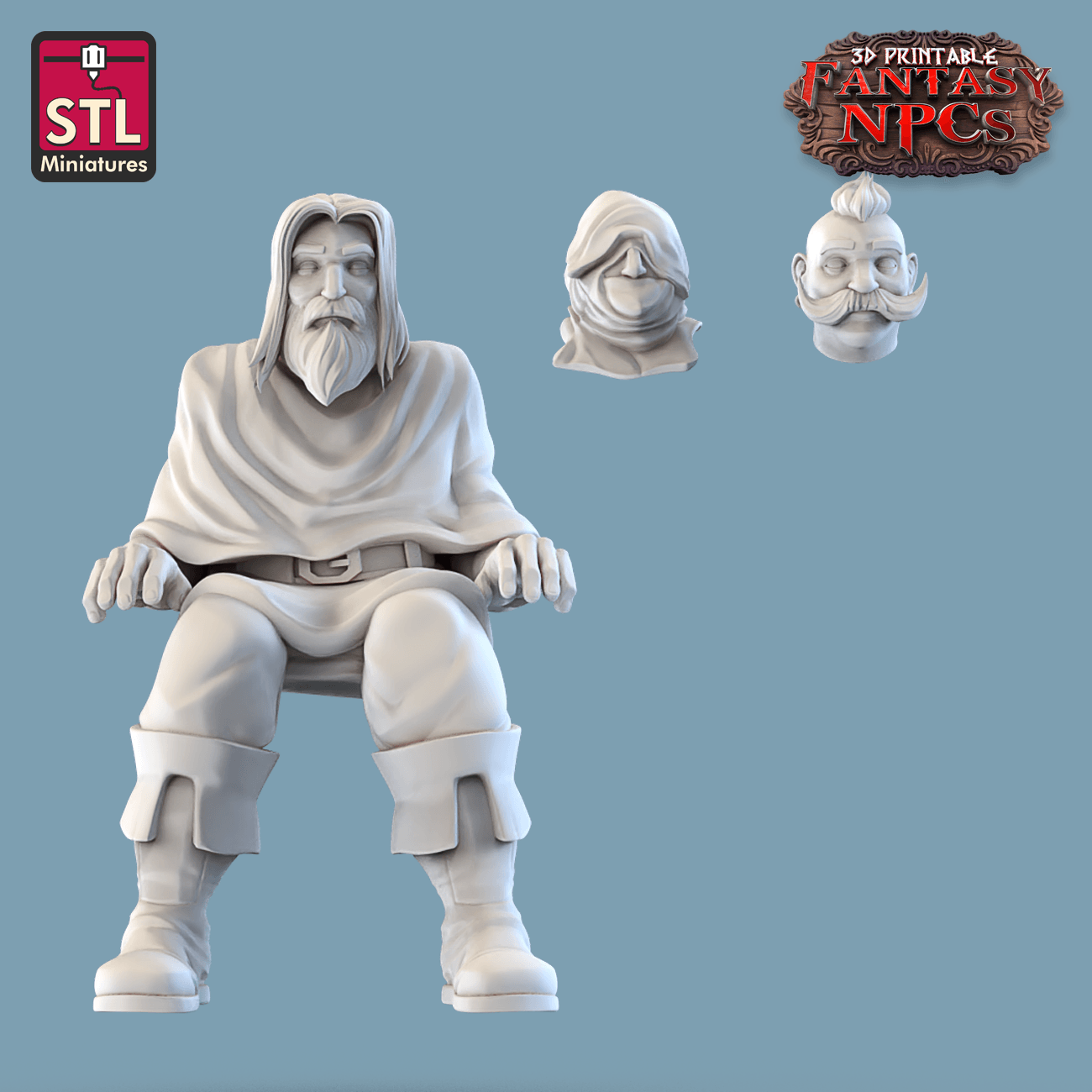 3D Printed STL Miniatures Barber Shop Set Fantasy NPC 28mm - 32mm War Gaming D&D - 3D Printing Boss 