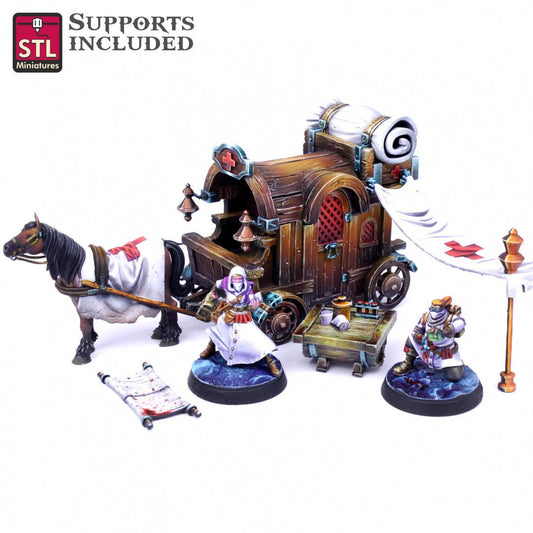 3D Printed STL Miniatures Battlefield Medic Set 28mm - 32mm War Gaming D&D - 3D Printing Boss 